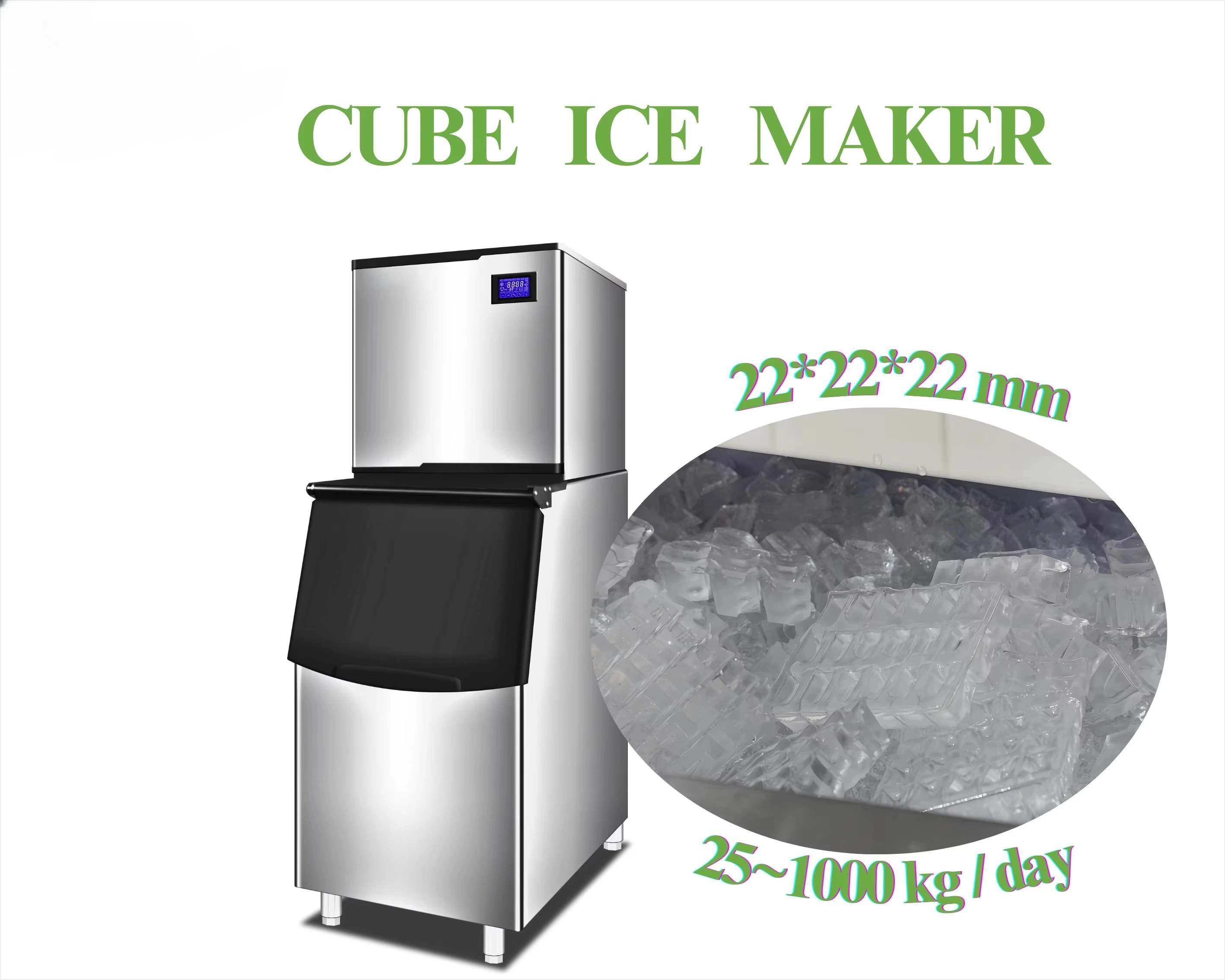WICE Wholesale Commercial Ice Maker Machine Stainless Steel Ice Maker Machine with Fast Cooling System Can Milk Tea or bar Shop