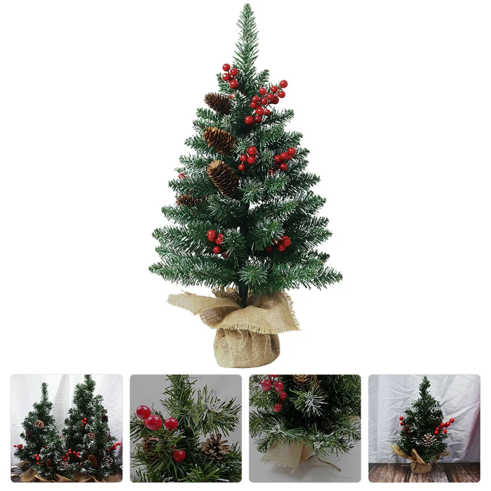 

Christmas Tree Ornament Pvc Mini Xmas Tree Red Berries Pine Cone Desktop Decor Christmas Scene Decor Christmas Decor Prop
