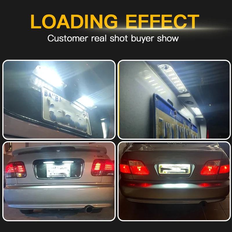 2PCS White LED Number License Plate Lights Canbus ​For Honda Del Sol 2-Door 93-97 Civic Coupe 96-00 Hatchback 92-95 Sedan 96-98 view 2