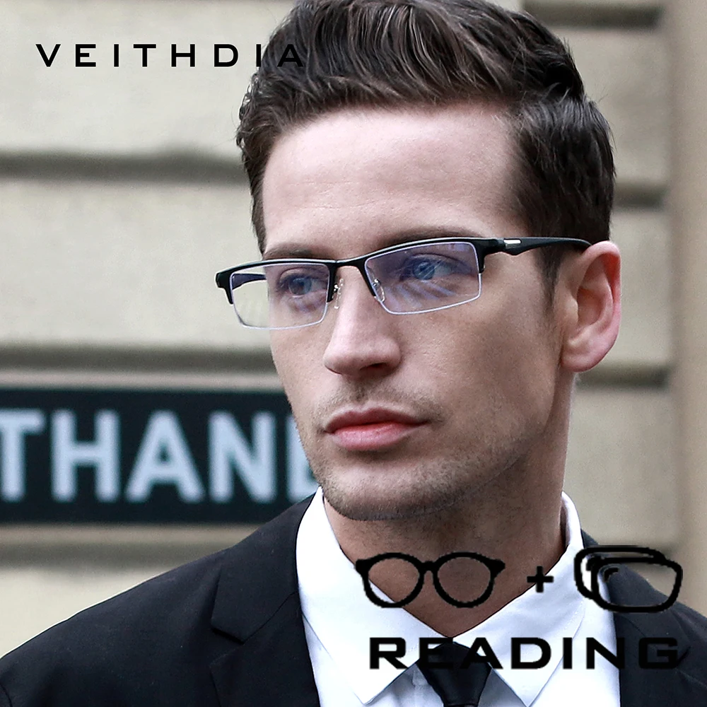 VEITHDIA نمط جديد موضة مكافحة الضوء الأزرق نظارات للقراءة TR90 نصف إطار عدسة البولي + 1.00 + 1.50 + 2.00 + 2.50 R8777 #3
