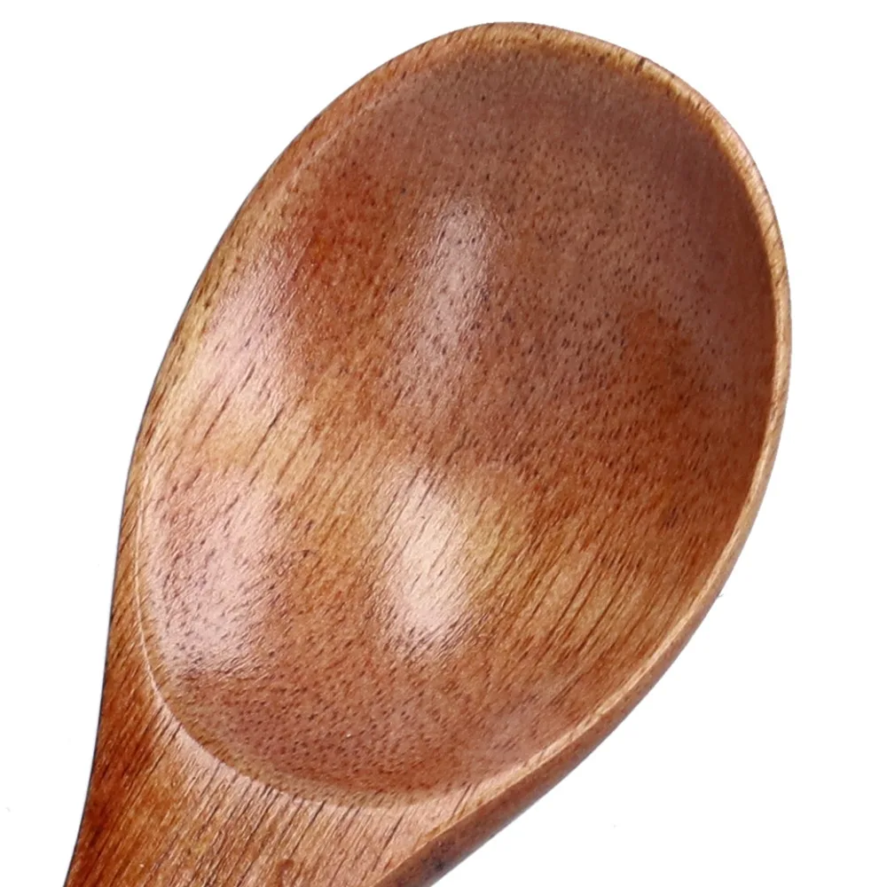 2Pcs Wooden Rice Spoon Smooth Creative Stylized Serving Tableware Polished Anti-break Structure Food Scoop Cafe Dessert Serving