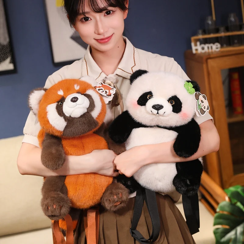 น่ารัก Panda Plush กระเป๋าเป้สะพายหลัง Kawaii แฟชั่น Plushie ตุ๊กตาตุ๊กตาสัตว์ตุ๊กตา Panda ไม้ไผ่วันหยุดของขวัญ