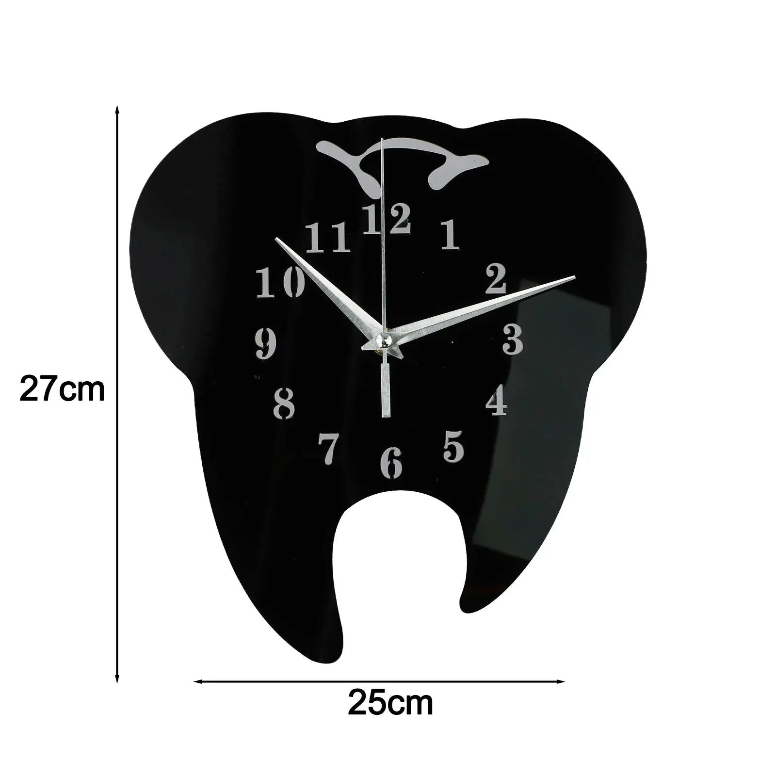 Quartz Scanning Silent Movement Teeth Mirror Wall Clock Multiple Color Options for acrylic Material with Backing