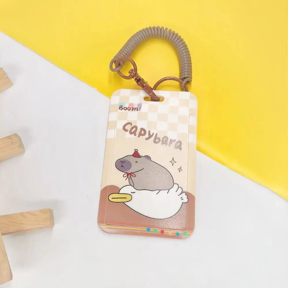 Kawaii kapibara kapibara etui na karty pies królik okładka na karty z motywem kreskówkowym z brelokiem tulipan zdjęcie futerał ochronny chłopiec