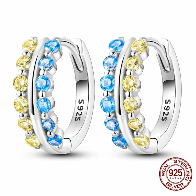

925 Sterling Silver Earrings Women Shining Two Colors Zircon Earring For Anniversary Wedding Jewelry Gifts