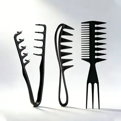 Men'S Salon Hair Styling Comb Set, Including a Wide-Tooth Comb for Textured Hairstyles, a Comb for Pompadour Styles, a Styling C