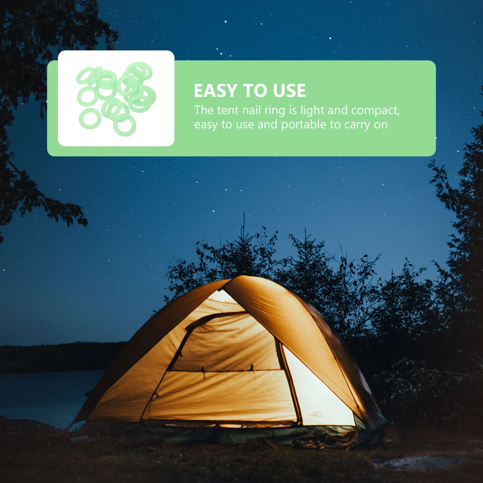 

150Pcs Night Glowing Tent Stake Ring Compact Lightweight Practical Design Fluorescent Rings Tent Stakes Fluorescent Ring