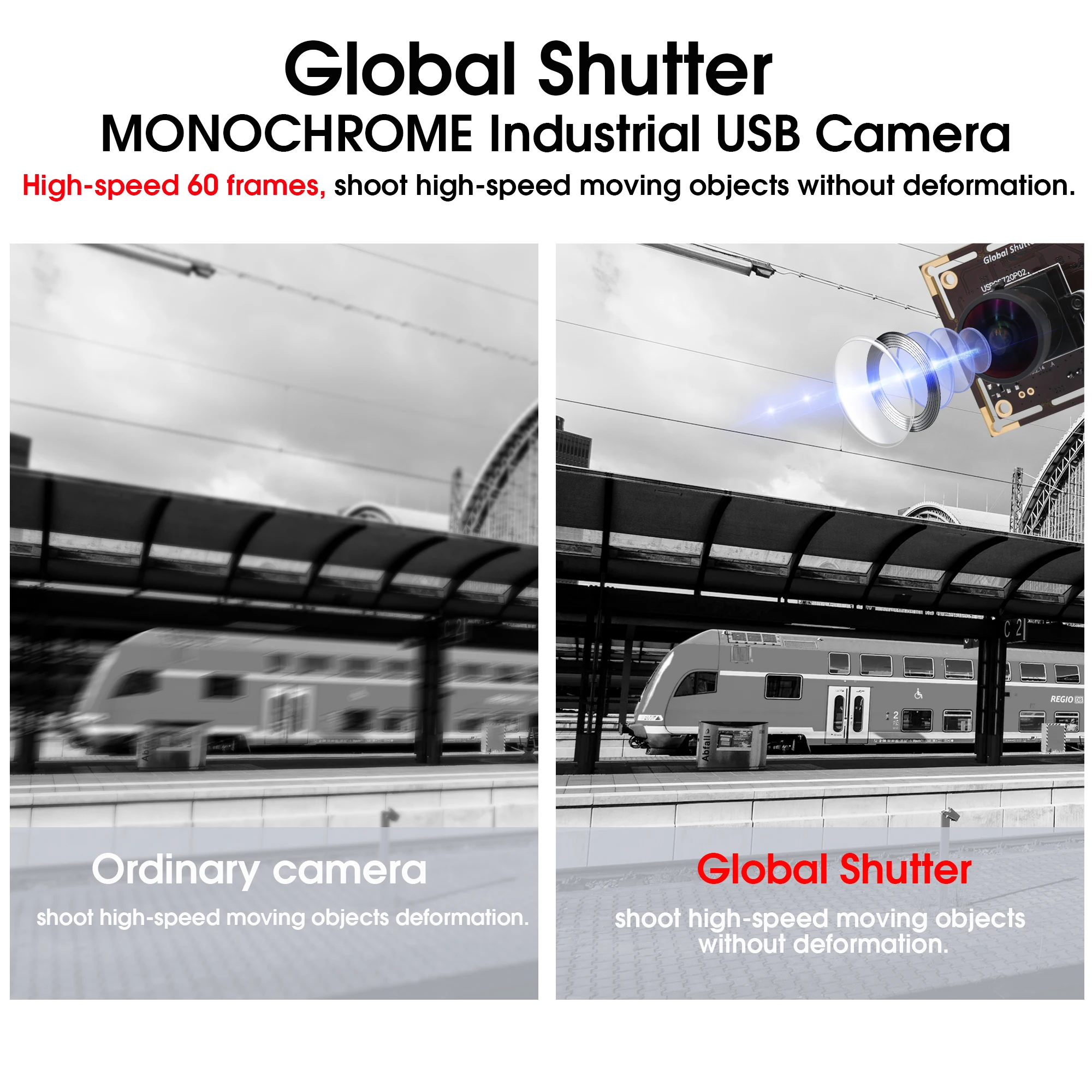 GOOD AR0144 1280*720 60fps Global Shutter Usb Camera Black and White with 5-50mm Varifocal Lens for Industrial Inspection