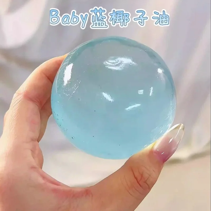 Bola de Açúcar de Malte Artesanal de Óleo de Coco Rosa e Azul de 6cm, Transparente, Maleável, DIY, de Recuperação Lenta, Brinquedo Fofo para Alívio do Estresse