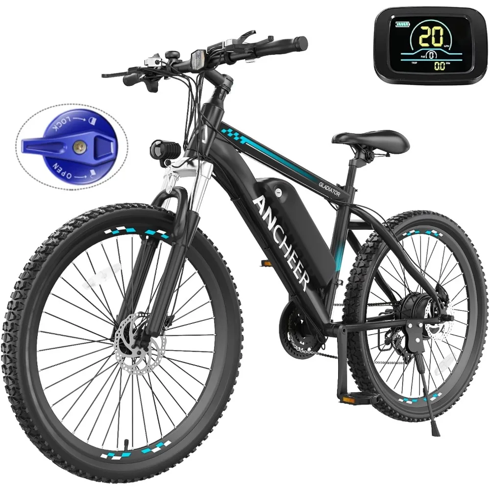 

Electric Bike for Adults with 500W /Peak 750W Motor, 48V 499Wh Ebike, Up to 55 Miles,26'' Gladiator Electric Mountain Bike