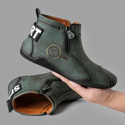 Outono e inverno novas botas curtas masculinas 2024 britânico clássico retro fundo plano sapatos de algodão ao ar livre negócios esportes sapatos casuais