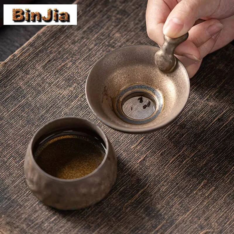 

Japanese Style Gilded Iron Glaze Ruyi Tea Strainer Non-Woven Fabric Filter Residue Ceramic Filtration Kung Fu Teaset Accessories