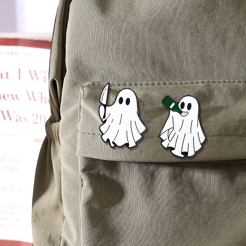 Cute Cartoon Ghost Enamel Brooch, Halloween Funny Gift, Lapel Pin, Badge Backpack, Clothing Hat Accessories