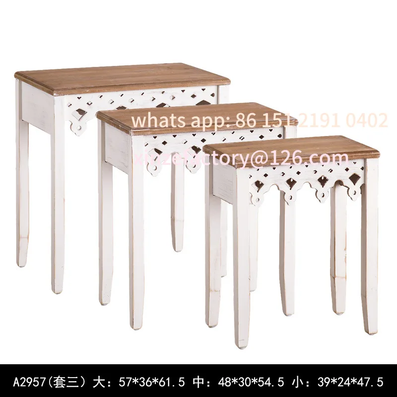 Customizable American Carved Vintage Side Table, Living Room, Sofa, Side , Balcony, Small Square Table, Small Table