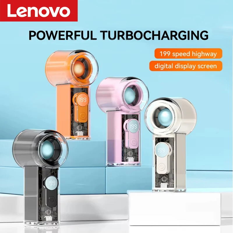 

Lenovo Transparent Handheld Fan Outdoor Portable High-Power High-Speed Turbine Mini Pocket Fan