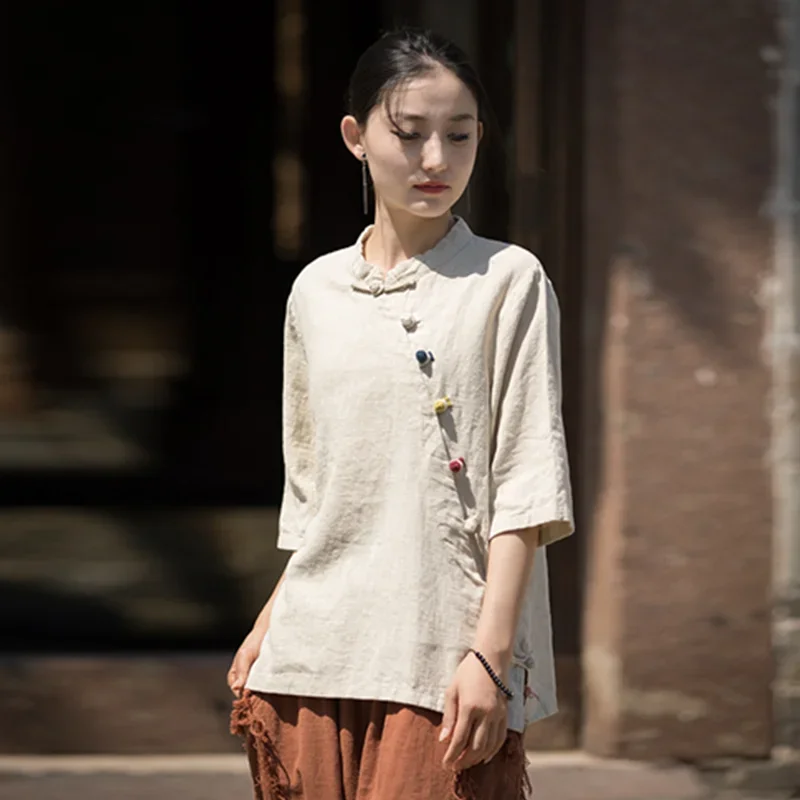 Pop Short Sleeve T-shirts Vintage Clothes Blouses And Shirts Oversized T-shirt Women Clothes Women's Blouse Cotton And Linen