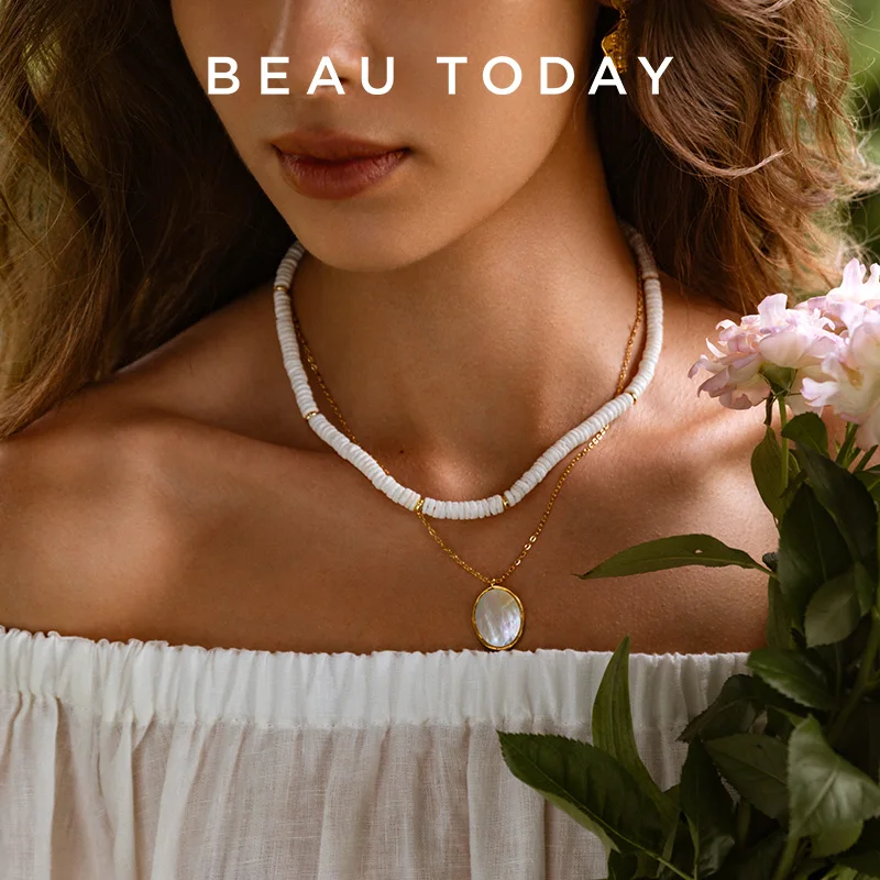 Beautoday Necklaces Women Plated Brass American Pine Retro White Elegant Female Jewerly Accessories Handmade 93035