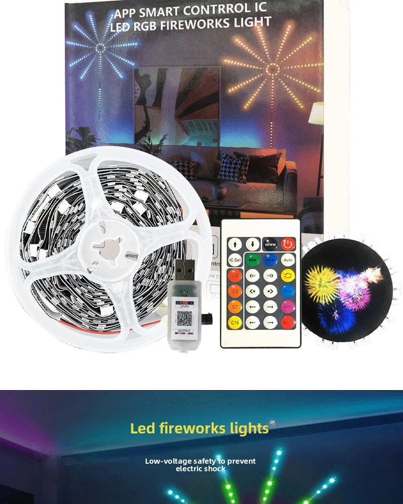 Decoración navideña, luces mágicas LED USB 5V activadas por voz Bluetooth con control de aplicación