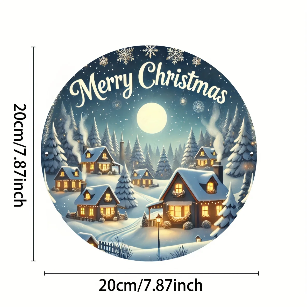 2D Flat, 1pc Round Metal Christmas Village Wall Decor Suitable for Home, Bar, Cafe & Garage - 1pc 8