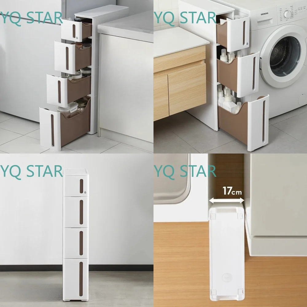 Multi Layer Storage Drawers for Bathroom Kitchen Refrigerator Toilet Organizer Narrow Seam Cabinet Drawer Accessories