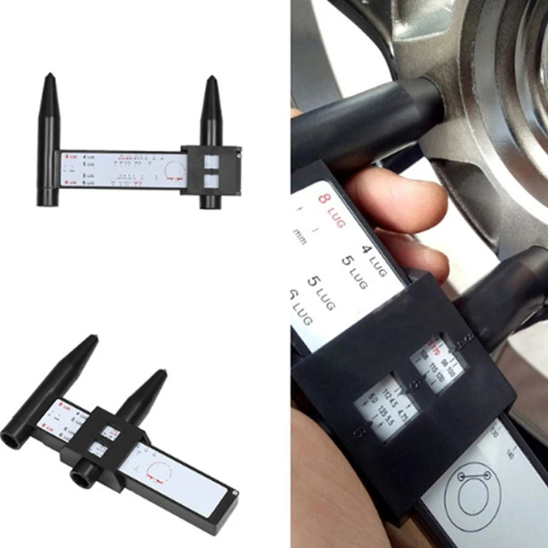 8LUG Wheels Wheel Rim Bolt Pattern Hole Distance Measuring Tool Black PCD Caliper Modified Hole Distance Ruler
