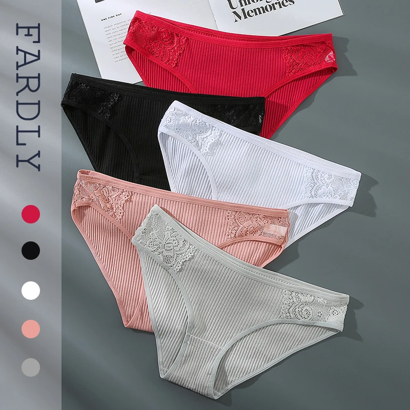 

5pcs Cotton Lace Sexy Seductive Women's Triangle Panties Moisture Absorb Breathable Women's Underwear Soft Skin Friendly Lingeri