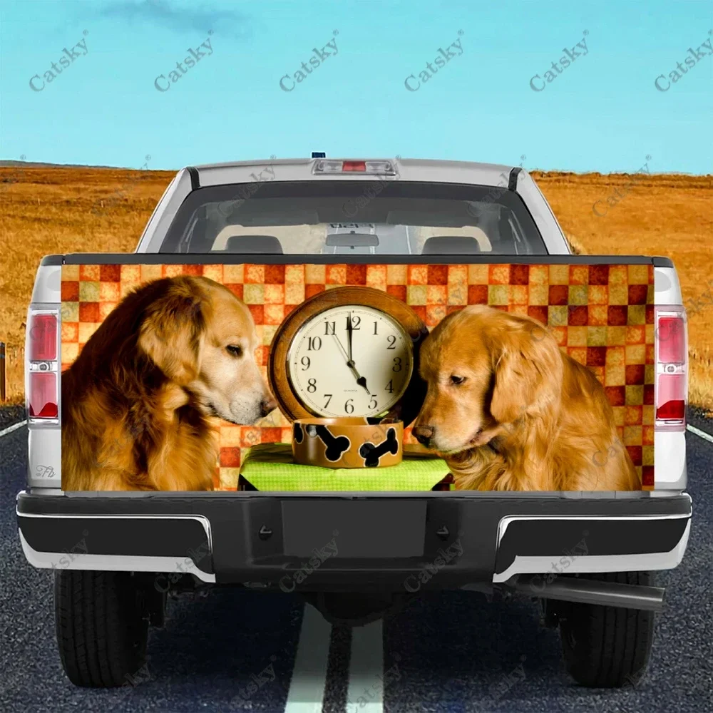 

Golden Retriever Truck Tailgate Sticker Decal Wrap Vinyl High-Definition Print Graphic Suitable for Pickup Trucks Weatherproof