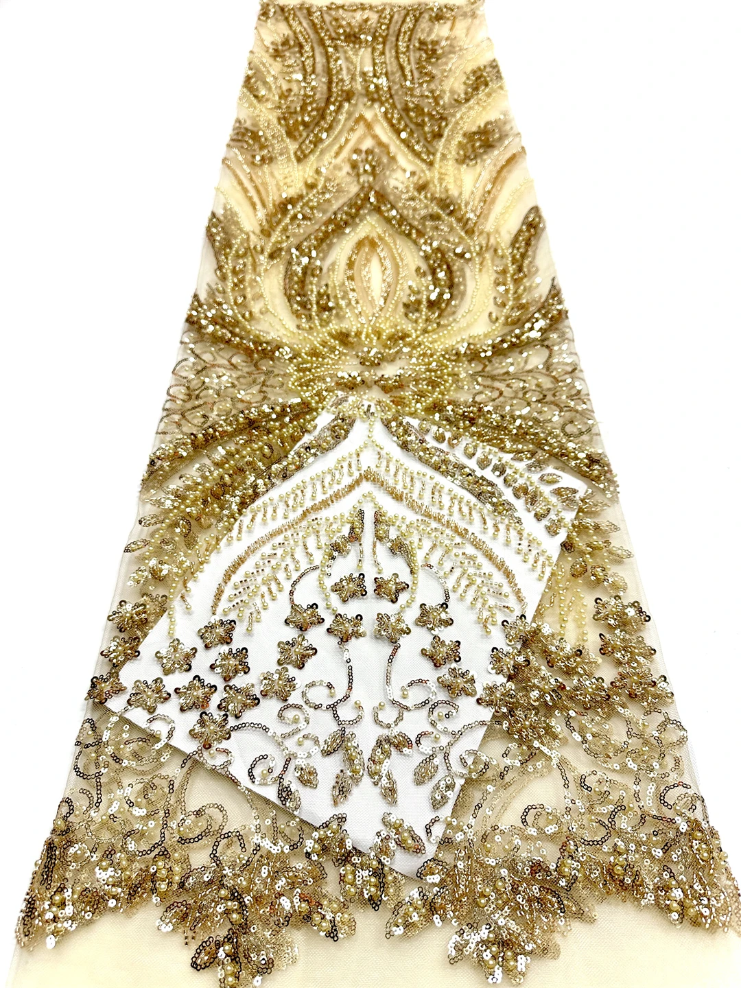 

2 Yards African Beaded Net Lace Fabric French Bridal Sequins Lace Fabric 2026 Luxury Nigerian Tulle Lace Fabric Couture Materiel