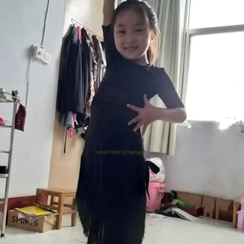 Новые детские костюмы для латинских танцев, модная тренировочная одежда с короткими рукавами, детские костюмы для латинских соревнований