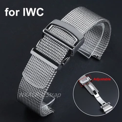 Stainless Steel Watch Strap For IWC Pilot's Portuguese PORTOFINO 20mm 22mm Mesh Milanese Watch Band Wristband Folding Buckle