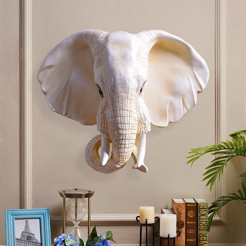 Nordic Home Decor Elephant Sculpture Modern Animal Skull Statues Indoors Wall Surface Decoration Resin Statue Christmas Gifts
