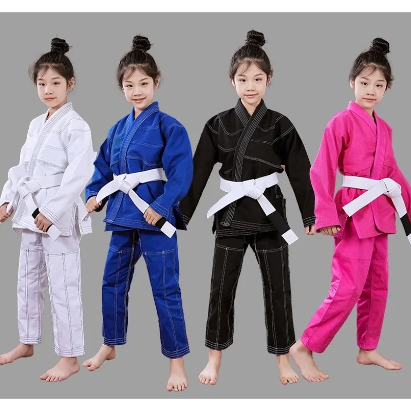 Детское кимоно для бразильского джиу-джитсу BJJ Gi, униформа для боевых искусств, одежда с белым поясом для детей