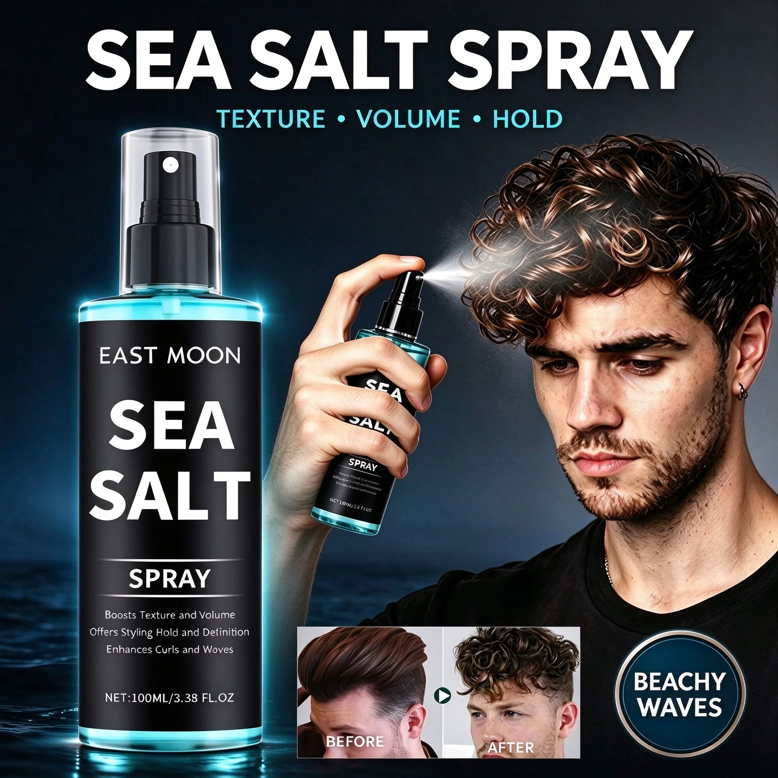 Sea Salt Hair Styling Spray Lazy Curl Defining Improving Thicken Strong Hold Non Greasy Fluffy Natural Wave Hair Nourishing Oil