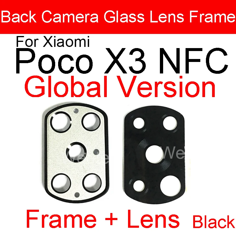 Back Camera Lens Glass Cover Frame For Xiaomi Mi Poco X3 NFC Global Version Main Rear Camera Frame With Flash Light Repair Parts