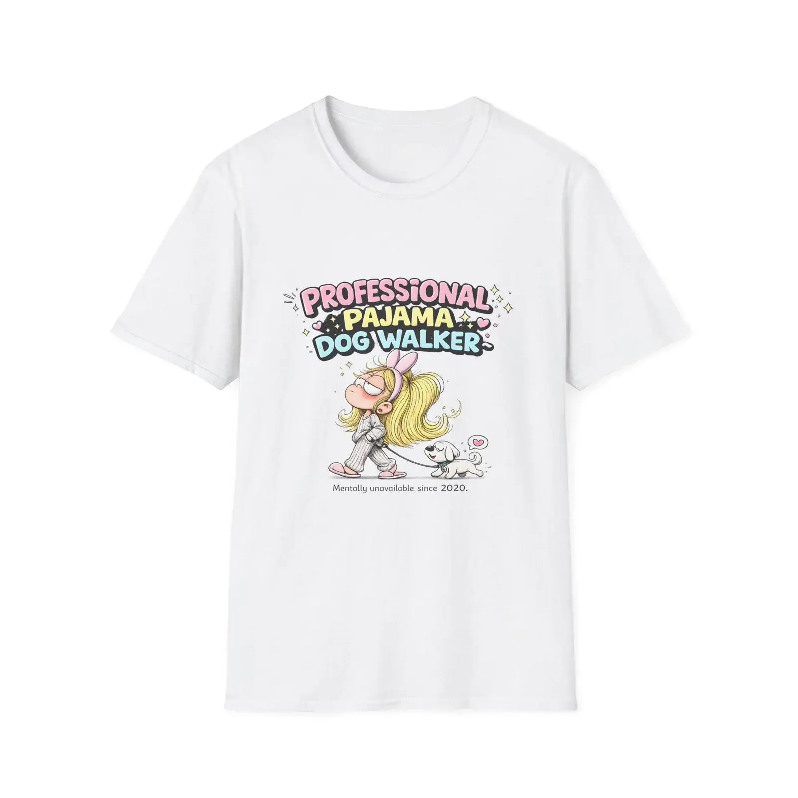 Professionelles Pyjama-Hundetrainer-T-Shirt, niedliches Cartoon-Motiv, für Damen, Vintage-Look, gewaschen, atmungsaktives Oberteil für den Alltag, stilvoll