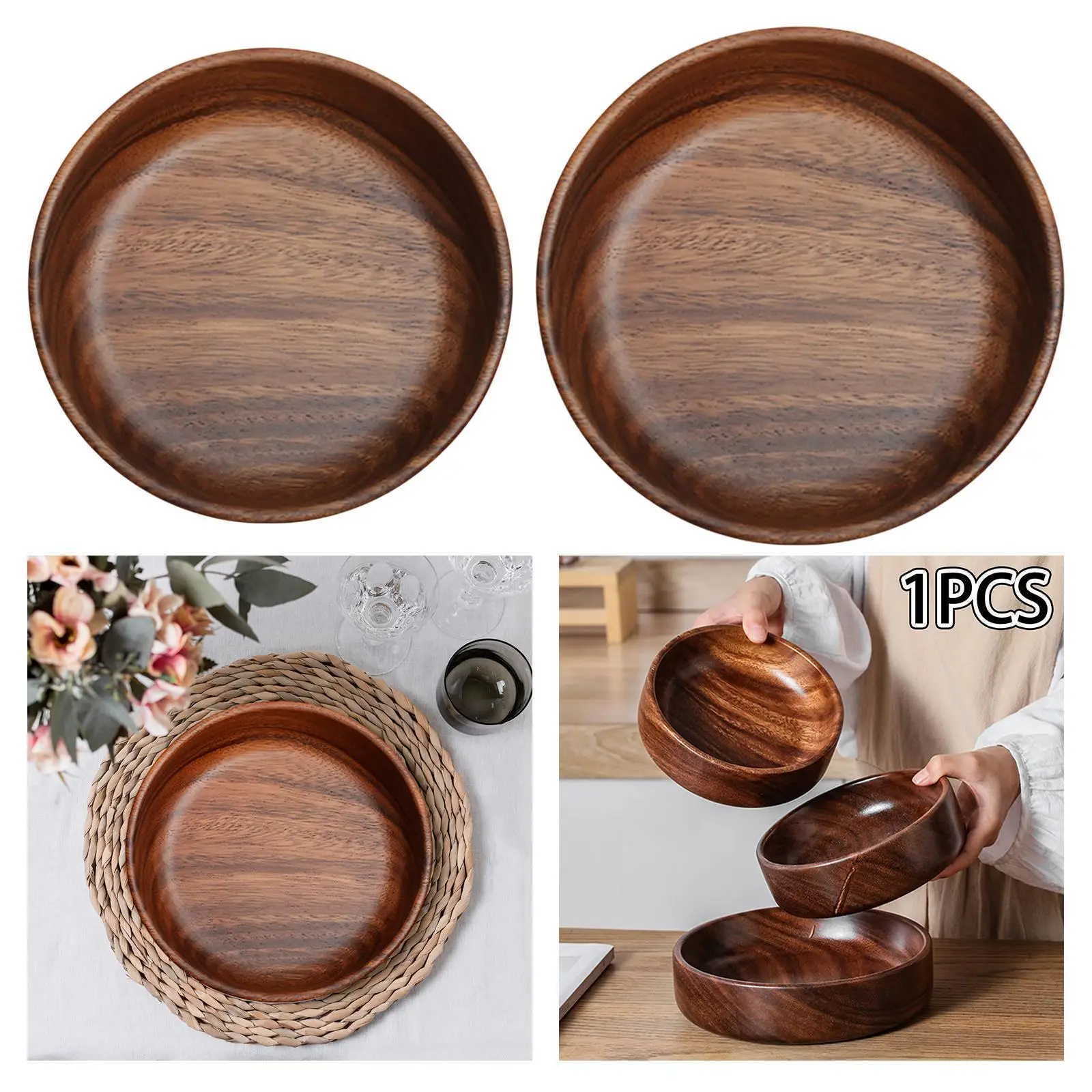

Wooden Serving Bowl Decorative Bowl Snack Bowl Food Storage Container Fruit Bowl for Salads Fruits Vegetable Pasta Veggie