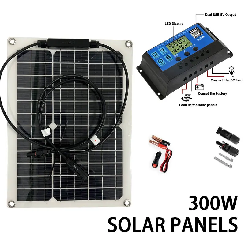 

Внешняя Солнечная панель фотогальванический модуль Система комплект зарядное устройство для аккумулятора 300 Вт 10-60 А контроллер зарядки источник питания