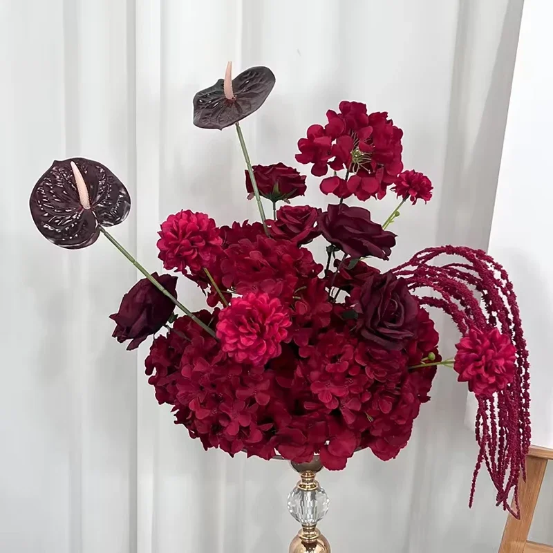 Rosa-grüne künstliche Rosen-, Hortensien- und Anthurien-Blumenarrangements für Hochzeitstischdekoration, Bankett, Event- und Partydekoration 30/70CM ﻿ – Detail 1