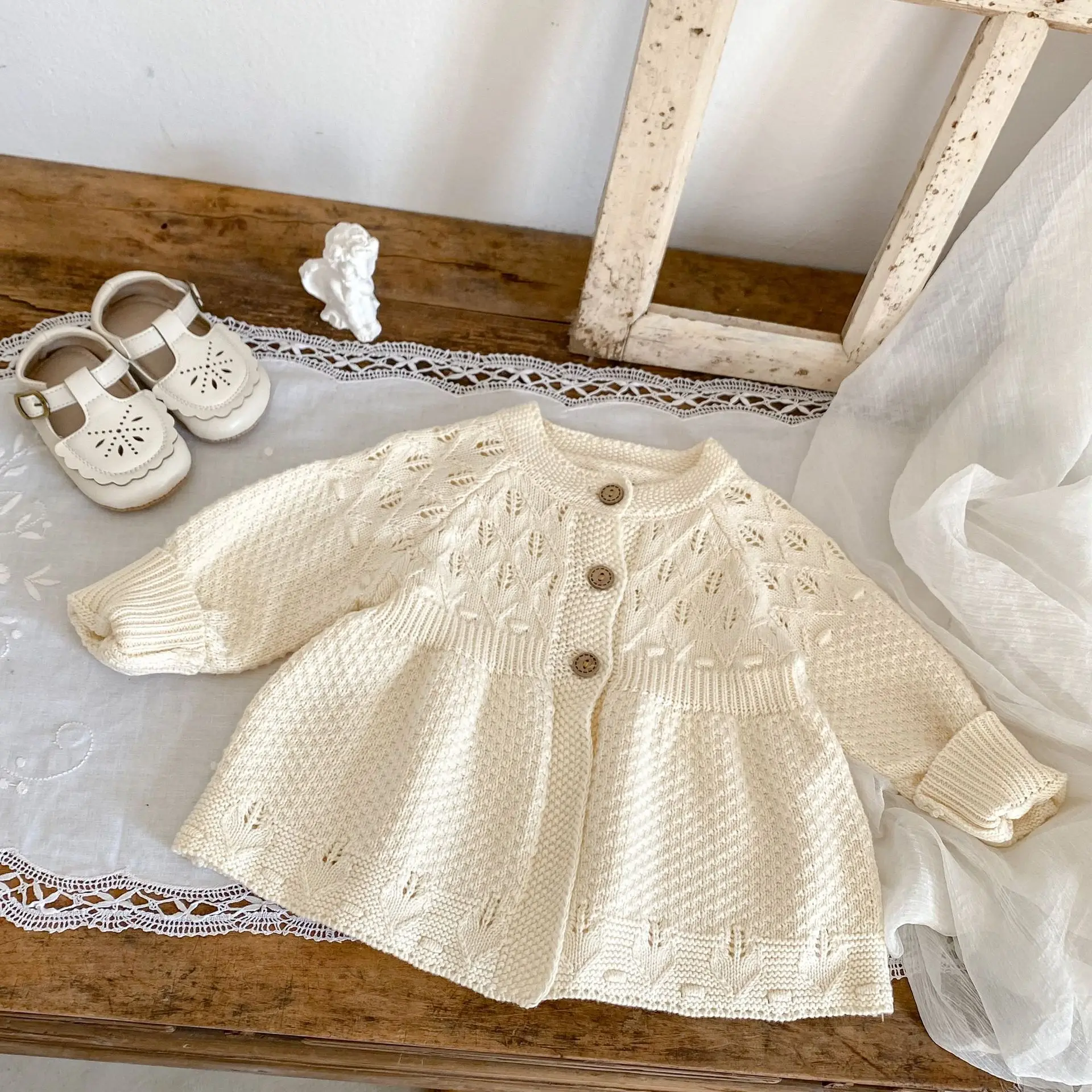 Knitted Hollow Out Cardigan Simple All-match Spring and Autumn Fashion 2025 Casual Soft and Cute Knitted Cardigan Coat