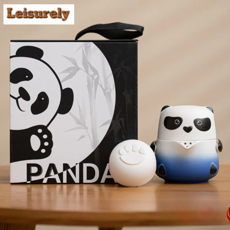 

Дорожный чайный сервиз Cute Panda Fubao Fulai, креативный 1 горшок, 3 чашки, органайзер для заваривания чая, портативная уличная сумка, китайский чайный сервиз