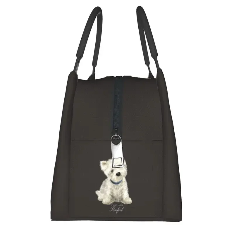 Cute West Highland White Terrier Dog Insulated Lunch Bags for Women Portable Westie Puppy Cooler Thermal Lunch Box Work Picnic