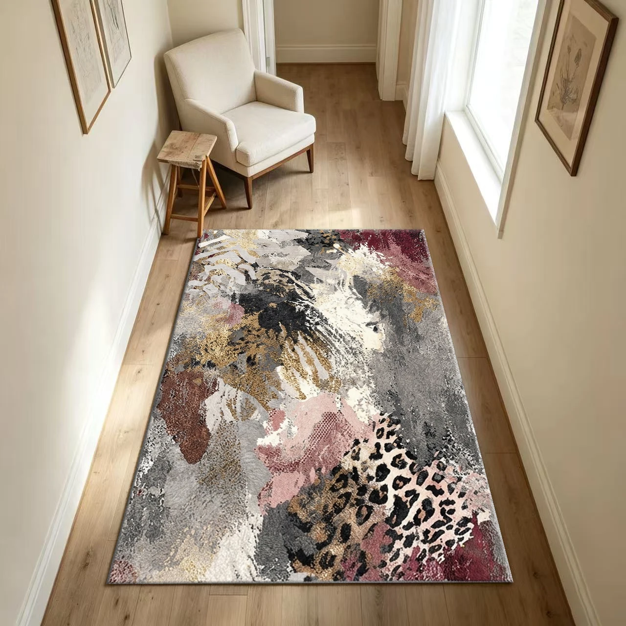 Abstract luipaardprint goudkle - Printed Rug Abstract recensie en prijs