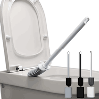 Light luxury Silicone Toilet Brush with Long Handle Flexible Cleane MINI Bathroom Brush Quick Drying Holder Bathroom Accessories