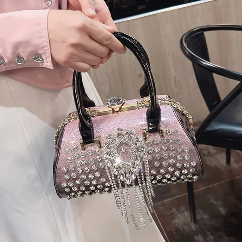 

Fashion Diamonds Leather Women's Handbag Small Shoulder Cross-Body Evening Bag Portable Girls Party Dinner Bags 2026 New