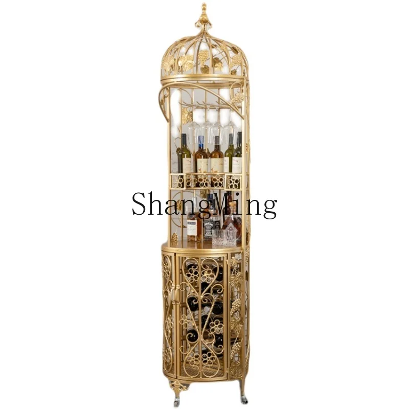 

HJ wrought iron wall home display stand restaurant floor creative storage red wine shelf