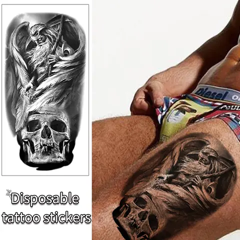 Cool Tattoo Sticker Wegwerp God Monster Jesus Art Fake Tattoo Water Transfer Waterdichte Arm Benen Terug voor Jongens Meisjes Minnaar
