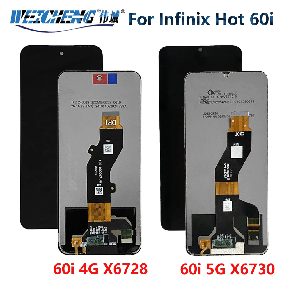 Original Tested For Infinix Hot 60i 4G X6728 LCD Display Touch Screen Digitizer Panel Assembly Hot 60i 5G X6730 Display Hot60i