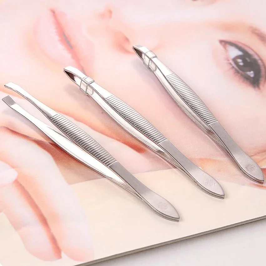 Stainless Steel Eyebrow Tweezers, Plucking Clip Pliers, Eyebrows, Beard, пинцет для бровей Pinzas Electrónica, Repair Tool