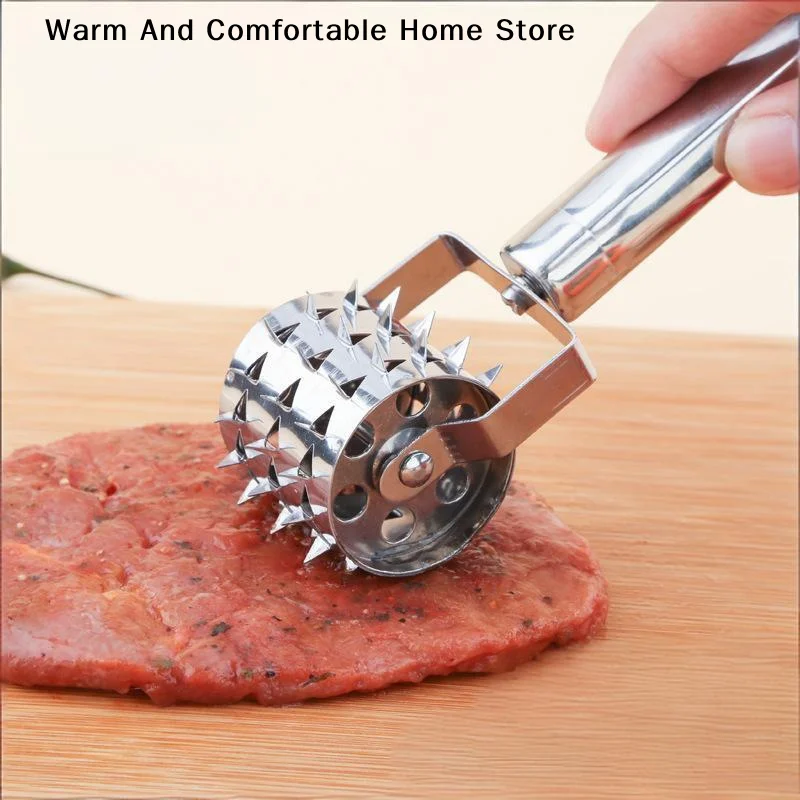 【W】Stainless Steel Steak Meat Tenderizer Hammer Loose Meat Needle Punching Kitchen Tendon Breaker Meat Inserting Needle Roller