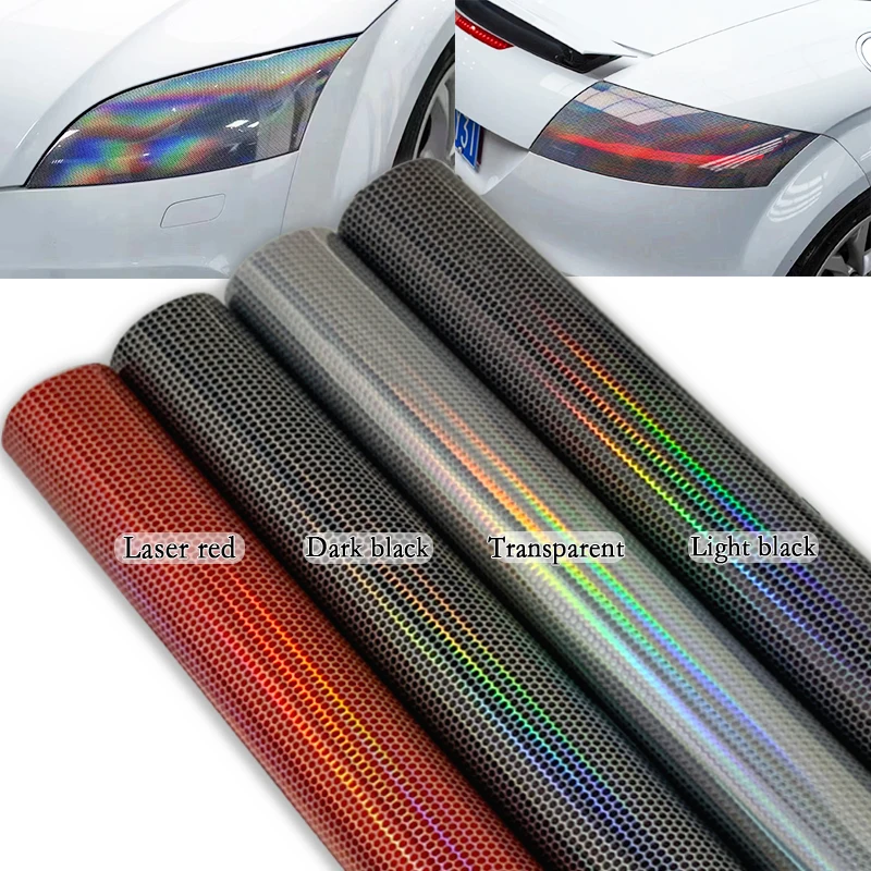 Car Motorcycle Vinyl Wrap Foil Laser Honeycomb Headlight Taillight Tint Film Modify Color Changing Stickers Car Styling 